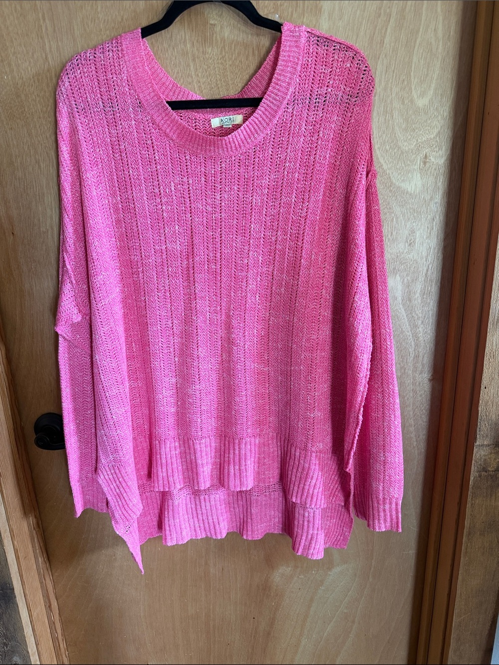 Kori Bright Pink Lightweight Crewneck Sweater